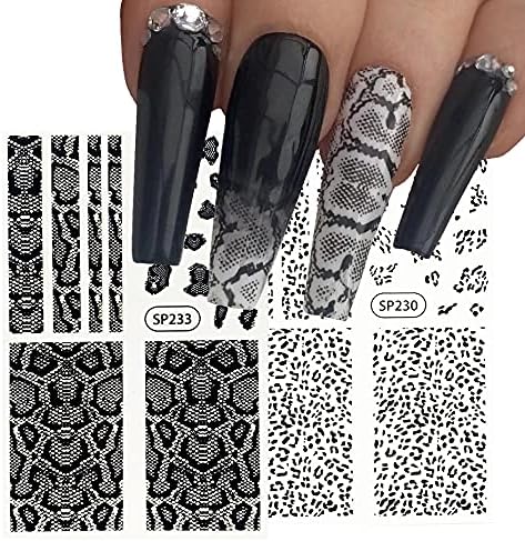 10heets Black Leopard Nail art