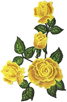 1pc Rosa vermelha costura bordada em Ferro de Flor Patch em adesivos de remendo para suprimentos de emblema de roupas Costura de tecido