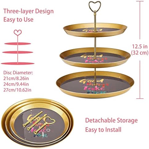 Stands de bolo Conjunto de 3, coisas boas demoram tempo para pedestal de bolo de mesa de mesa de sobremesa Stand para celebração do