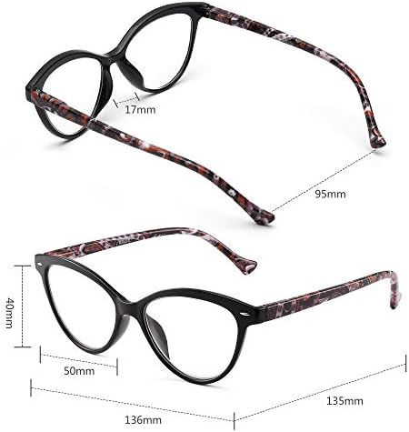 JM 3 pacote de óculos de leitura de olho de gato para mulheres Spring Feld Readers Padrão floral