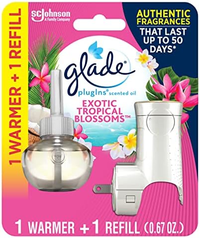 Os plugins de glade reabastecem o kit de iniciantes de reflexão do ar, óleos perfumados e essenciais para casa e banheiro, flores tropicais