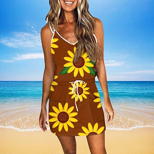 Vestidos de verão para mulheres 2023 Floral V pescoço espaguete de alça