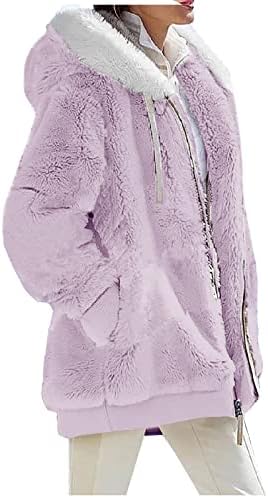 Foviguo Santa Casat, Winter Club de manga longa para mulheres clássicas com capuz confortável confortável suéter fofo de zíper