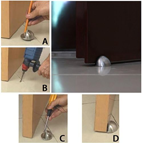 Rolha da porta do piso Sumnacon, 5pcs de porta de aço inoxidável com porta-raios de borracha contemporânea de segurança montada no chão com parafusos de hardware, parada de porta de piso industrial comercial em casa pesada.