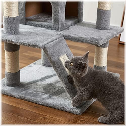 Árvore de gato, 52,76 polegadas de gato Torre com sisal scratching tábio, árvore de gatos de catraria com plataforma acolchoada, 2 condomínios