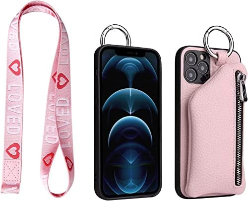 Caso crossbody founcy para iPhone 14/14 Plus/14 Pro/14 Pro Max, Caso de cartão de crédito de carteira destacável, com alça