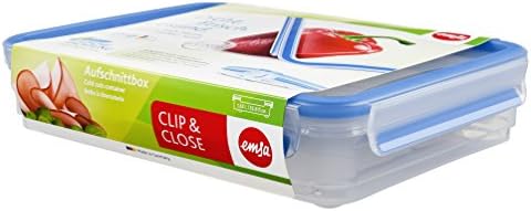 Recipiente de alimentos da EMSA Clip & Close 55,79 fl. Oz, transparente/azul