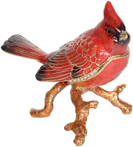 Mixdom Cardinal Parrot Binket Box Box Box Painted Decorative Box com Brincador de anel de tampa dobrável colecionável estatueta de