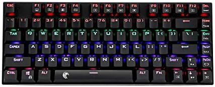 Teclado de jogo mecânico de 60%, elemento eletrônico Z88 com interruptores marrons, arco-íris LED retroiluminado, resistência à água, compacta 81 keys anti-Ghost, preto