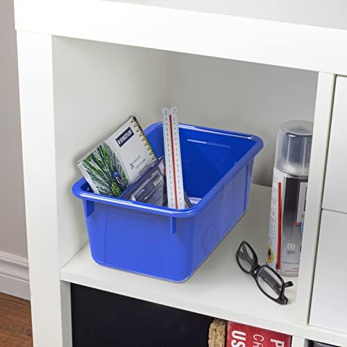 Storex pequenos caixotes de cubos-recipientes de armazenamento de plástico para a sala de aula com tampa sem snap, 12,2 x 7,8 x 5,1 polegadas, cores variadas, 5-pacote