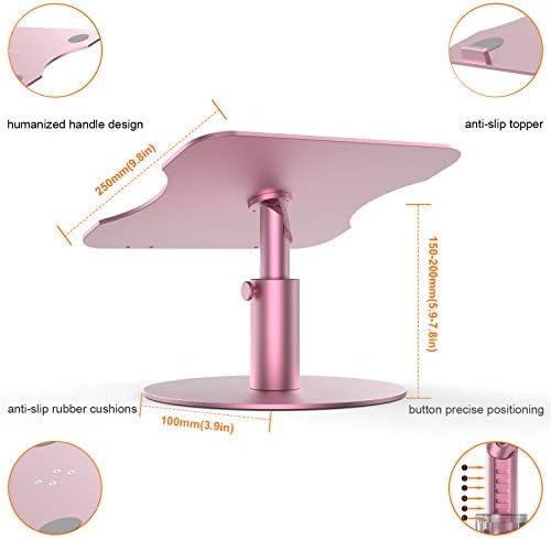 Yofew Laptop giratória suporte para mesa, riser de laptop de alumínio, altura multi-ângulo ajustável 360 ° Rotation Notebook Stand