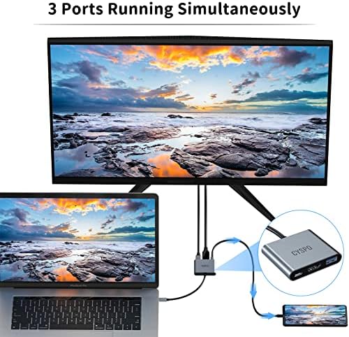 Adaptador de carregamento USB C para USB 3.0/HDMI/Fast Charging, Porta de carregador PD de 100w de 4K HDMI USB 3.0 100W Compatível com Windows, Linux, XP, Vista e muito mais
