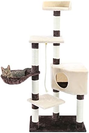 N/A árvore de gatos de vários níveis para gatos com poleiros acolhedores de gatos estáveis ​​Cat Frame Toys Scratch Board Grey &