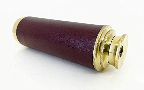 Crafts International Handmade Style vintage Telescópio de bolso de 9 polegadas com lente Cover Golden & Brown