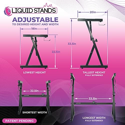 Liquid Stands Teclado de piano Stand - estilo Z Ajustável e portátil Música pesada para crianças e adultos - Fits 54-88
