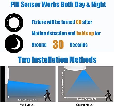 Light Lights Motion Sensored, LED Armário Light Motion Ativado, Luz de 5000k Day Light 6-7/8 polegadas 10W Sensor de movimento, luzes