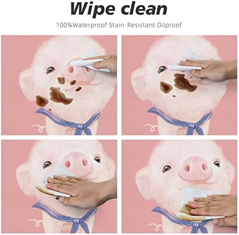 Famome fofa rosa porco rosa equipado com toalha de mesa redonda de toalha de mesa com borda elástica Limpa limpa