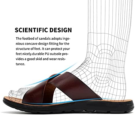 Sandálias masculinas de Phefee cruzam slides de almofada macia com conforto de chinelos atléticos Sandálias de praia interna e externa