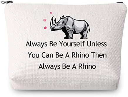 Jytapp rinoceronte Presente Espírito Animal Rinoceronte Bolsa de maquiagem Rhino Amante Presentes sempre sejam você