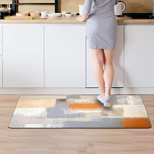 Tapetes de cozinha laranja e tapetes Conjunto de 2 tapete de cozinha anti-fadiga almofadada de 2/5 polegadas de espessura laranja