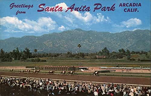 Saudações de Santa Anita Park Arcadia, Califórnia CA CA original Vintage Post cartão