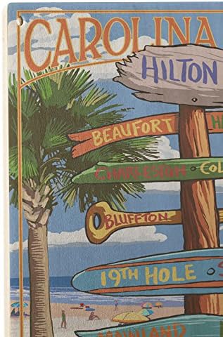 Hilton Head, Carolina do Sul, destinos assinam sinal de parede de madeira de bétula