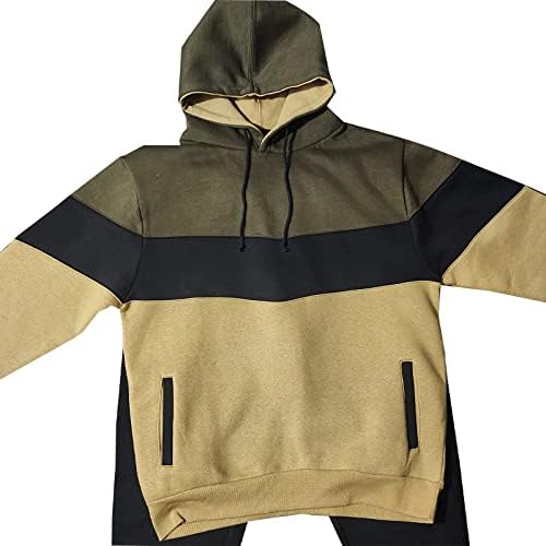 Menas de pullover masculino Sweatson Sortpantes Sorto de 2 peças Terno de corrida de 2 peças, branco e marrom, um tamanho