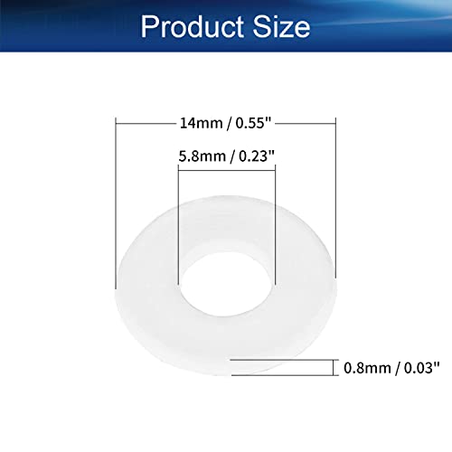 Bettomshin 300pcs M6 arruelas planas de nylon, 13mm od 6mm ID de 1 mm de espessura de vedação métrica de vedação anel