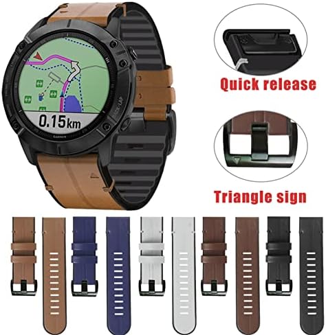 22mm 26mm silicagel+cinta de couro de couro para Garmin Fenix ​​6x 6 Pro 5x 5 mais 3HR 935 945 MK2 Enduro Redunda rápida pulseira