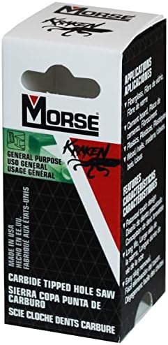 Morse Kraken Mhstk36, serra de buraco, gorjeta de carboneto, diâmetro de 2-1/4 , 1 lâmina
