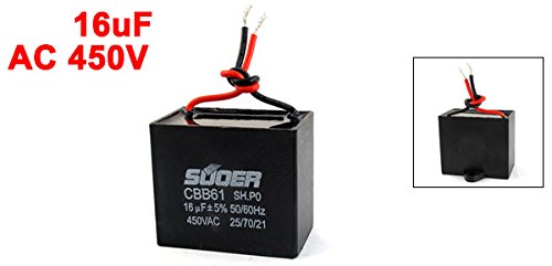 UXCELL AC 450V 16UF 5% do conector com fio Ventilador elétrico Capacitor CBB61