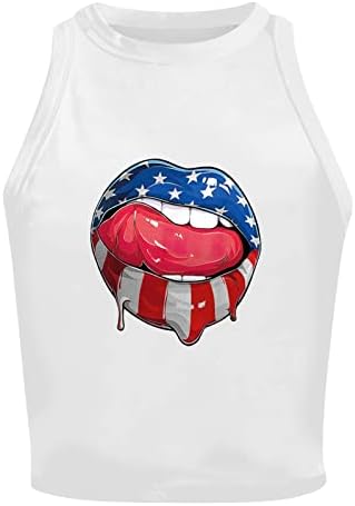 American Flag Print Tank Tops Women USA Stars Stripes Patriótico Camise