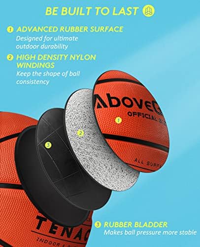 OffizEgenius 2 embalam basquete ao ar livre, tamanho oficial 7 tamanho 5 bolas de basquete de borracha para homens e mulheres