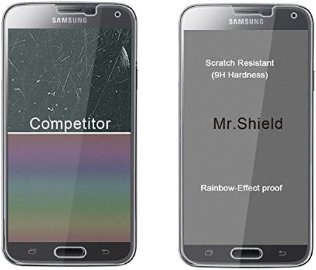 Mr.Shield [3-Pack] projetado para Samsung Galaxy S5 [Protetor de tela de vidro temperado] [vidro Japão com dureza