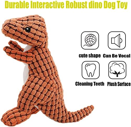 Sdmihan durável interativo robusto dino cachorro brinquedo, brinquedo para cachorro para mastigadores agressivos, brinquedos