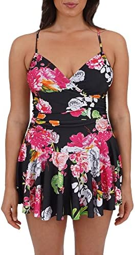 Kensie Women's Standard Wrap Swimdress de uma peça