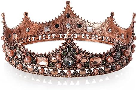 Metal King Crowns for Men, Tiara barroca vintage de strassões de pérolas, coroas de festa de aniversário de volta para