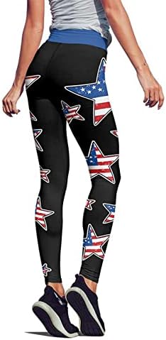 Ruiruilico Yoga Leggings 4º de julho Funcionário Leggings ativos Summer Casual Tummy Control Running Leggings