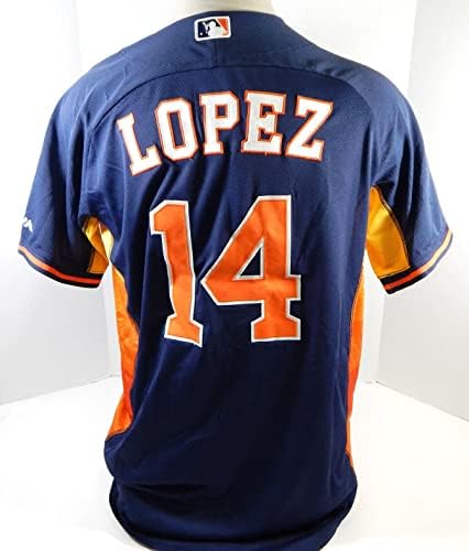 2014-15 Houston Astros Omar Lopez 14 Jogo usou camisa da marinha 44 DP25569 - Jerseys de jogo MLB usado