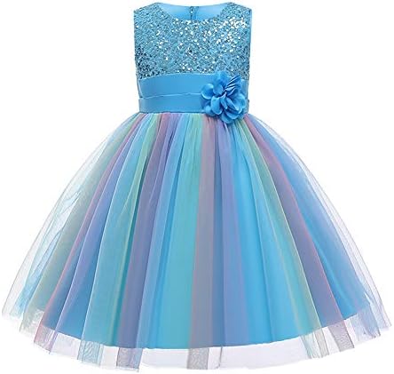 Flor Girls Lantejas de arco -íris Tutu Dress for Kids Baby Wedding Wedding Damas de dama