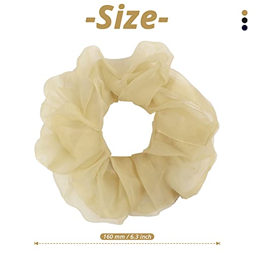 Yeepsys Organza Scrunchies, grandes gravatas sedosas, 6,3 polegadas de cetim de grandes dimensões para cabelos grossos