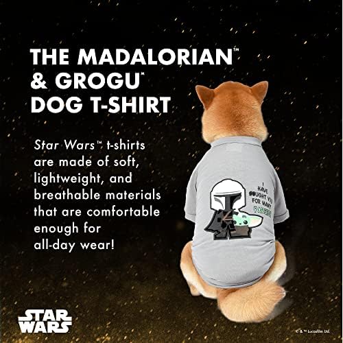 Star Wars for Pets The Mandalorian Dog T-shirt, extra pequeno | A camiseta Mandalorian & Grogu para cães | Vestuário para animais de estimação, tee para cães, camisa de grogu para animais de estimação