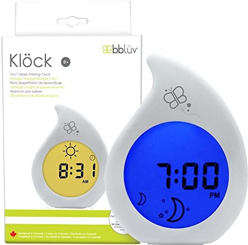 Bblüv Klöck Kids Alarm Clock - Travel Digital Sleep Training for Bedrooms, Night Ajustável e Sunrise Acorde leve, grande interface
