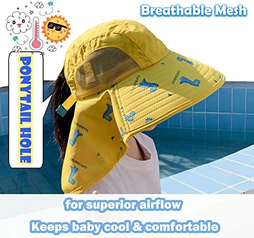 Highcamp Criandler Summer Sun Hat Hat Outdoor Beach Swim Pool Hat Kids UPF 50+Protection Sun Play Hat For Boys Girls 3-12 anos