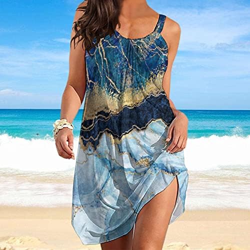 Vestidos de praia mulheres verão casual vestido bohemian solto fut flowy vestido de vestido sem mangas v pescoço