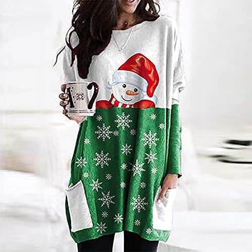 Camisas de Christmas Gnome para Mulheres Túdos de Tunica Longo Fit