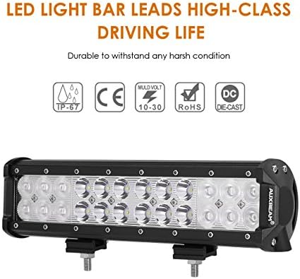 Barra de luz LED de 12 polegadas de 12 polegadas com fiação de fiação 72W 7200LM BARRA DE BARRA DE LUZ COMBO