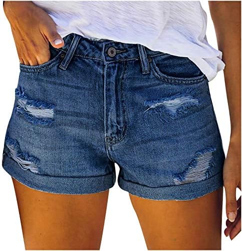 Mulheres Mid Rise Roup Ripped Jeans Strexy Shorts Borda de Bainha Raw BENS CASUAL BLOCO DE COLOR BASE PLANÇAS BÁSCIA PARA JUNORES