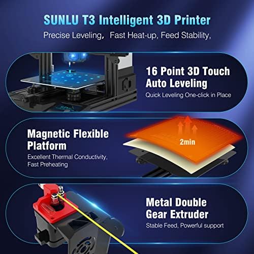 SUNLU T3 FDM 3D Impressora e seda 250g*8 rolos, terminador de alta velocidade de 250 mm