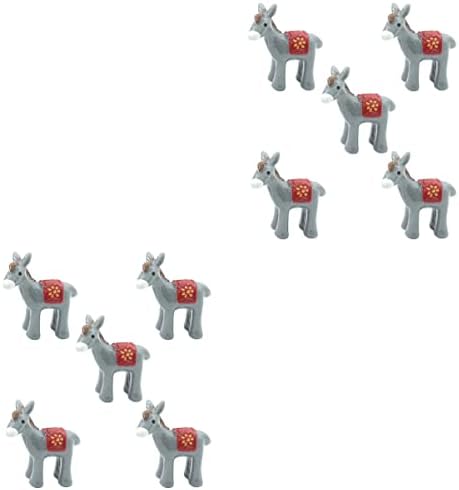 Yardwe 10 PCs resina Donkey mini Donkey Fatupe Animal Figurines Mini Barnyard Toys Bolo de estátua Topper